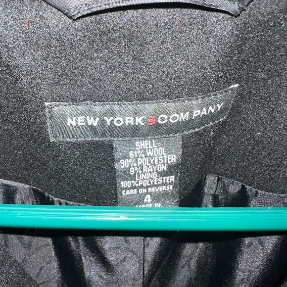 New York and Company Womens Size 4 Black Wool Blend Double Breasted Pea Coat - Picture 2 of 2